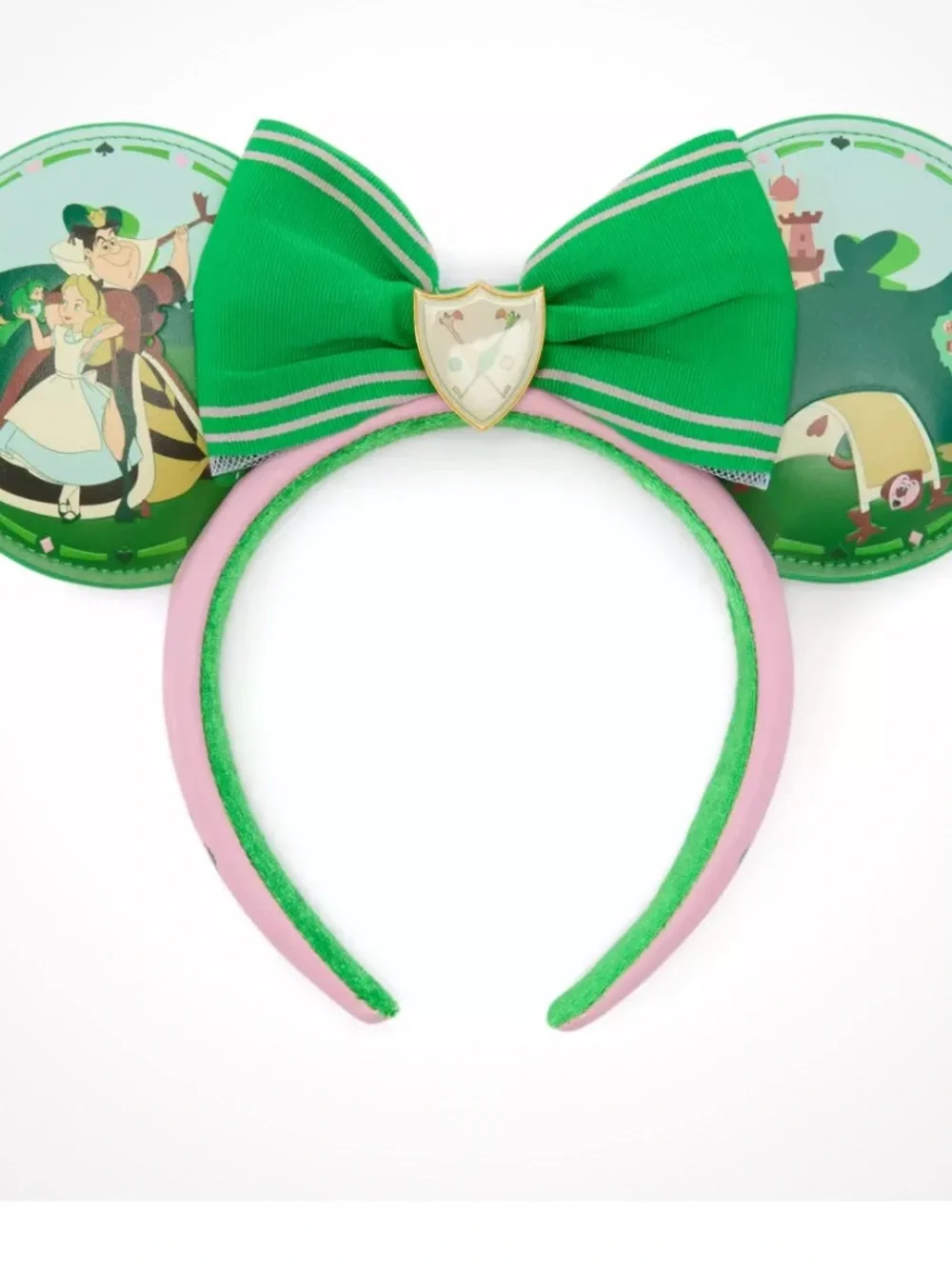 D23 BRAND NEW Alice in Wonderland Kids Ear Headband with Green Bow and Pink Band